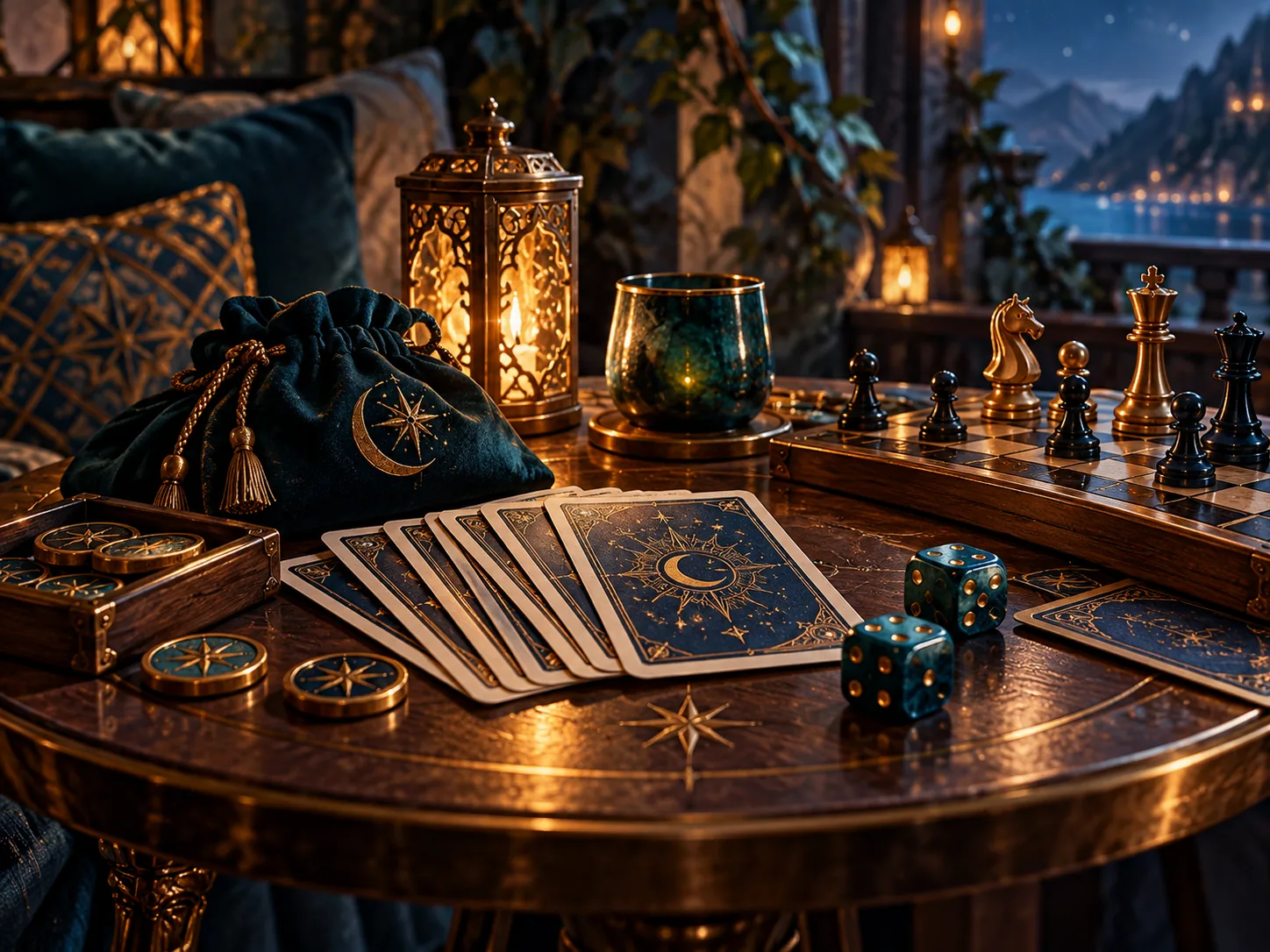 Playing cards and game pieces